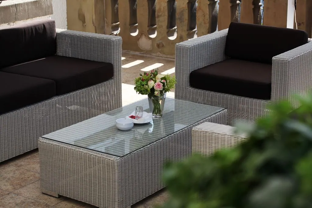 Lounge-Sessel Granada weiß-grau mit Kissensatz kaffee-braun Ansicht 5
