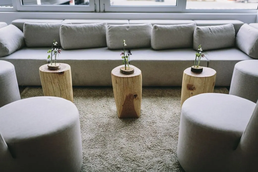 Sessel Ovo mit schmaler Rückenlehne grau/beige Ansicht 5