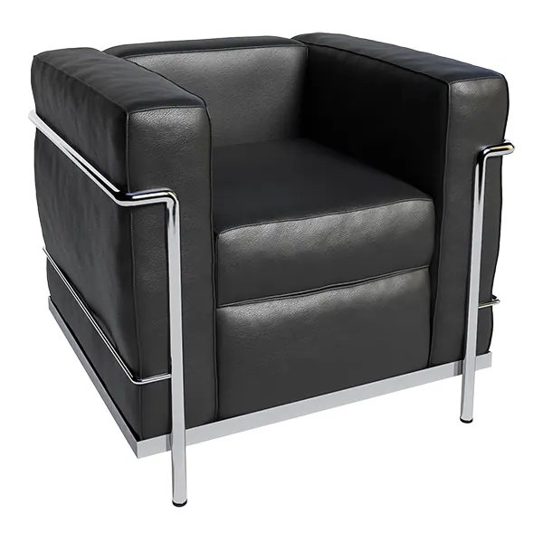 Sessel LC2 Leder graphitschwarz - Gestell