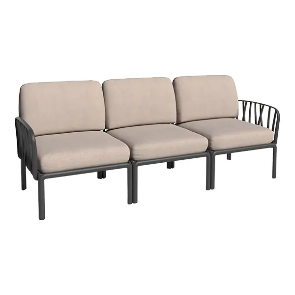 Loungesofa 3-Sitzer Komodo anthrazit mit Kissensatz