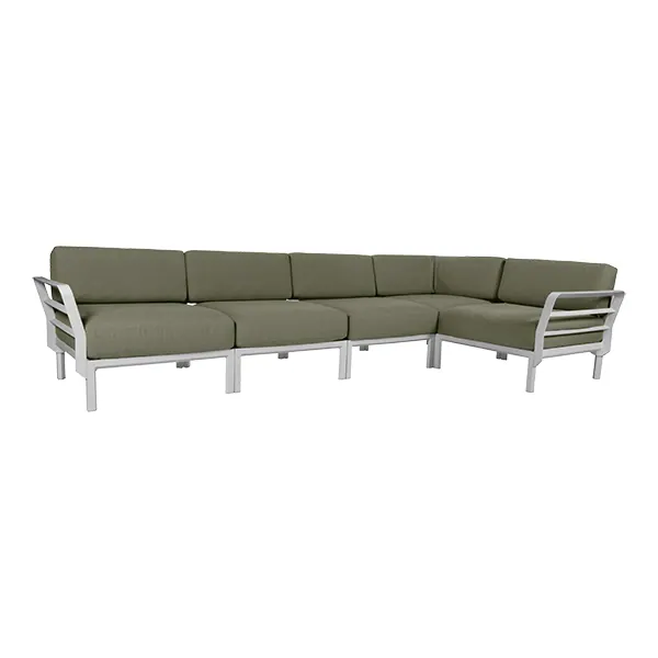 Loungesofa 5-Sitzer Maximo white Kissensatz green