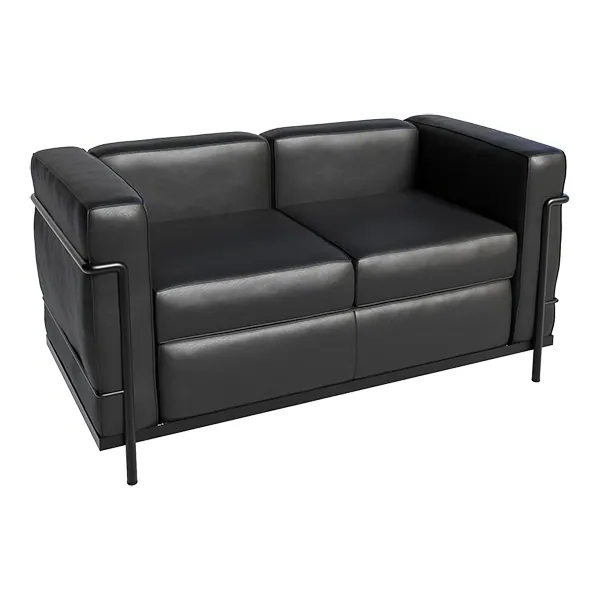 Sofa LC2 Leder graphitschwarz - Gestell