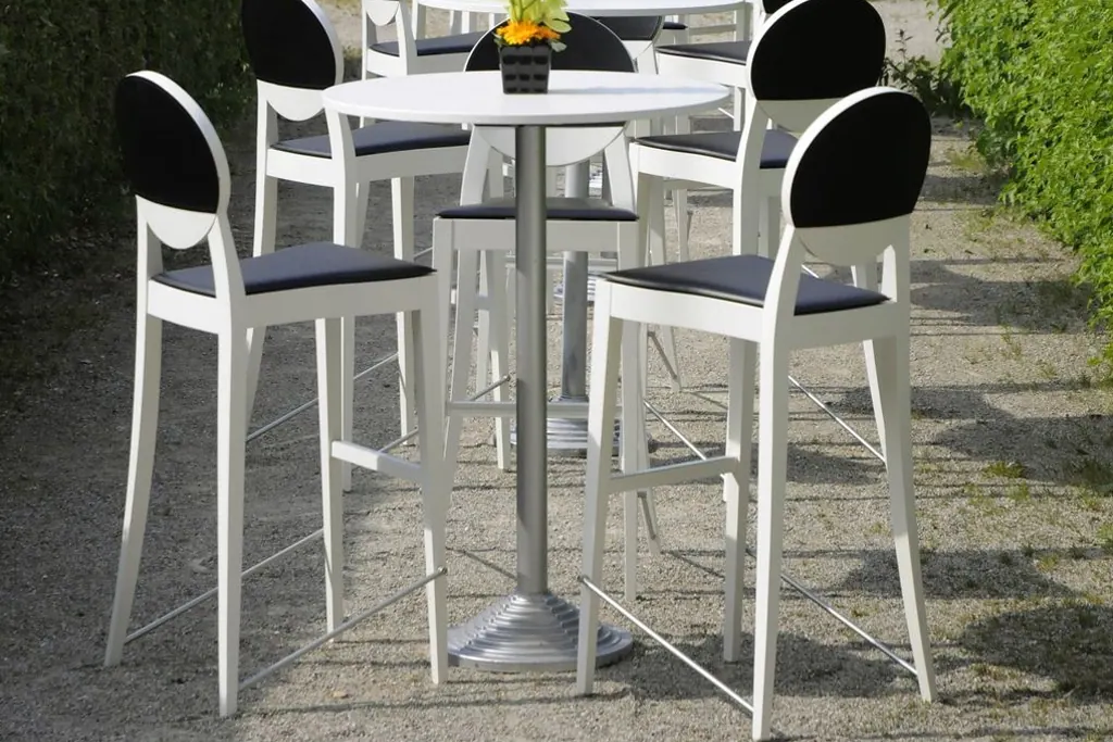 Barhocker Kopenhagen weiß mit Ledersitzkissen Ansicht 3