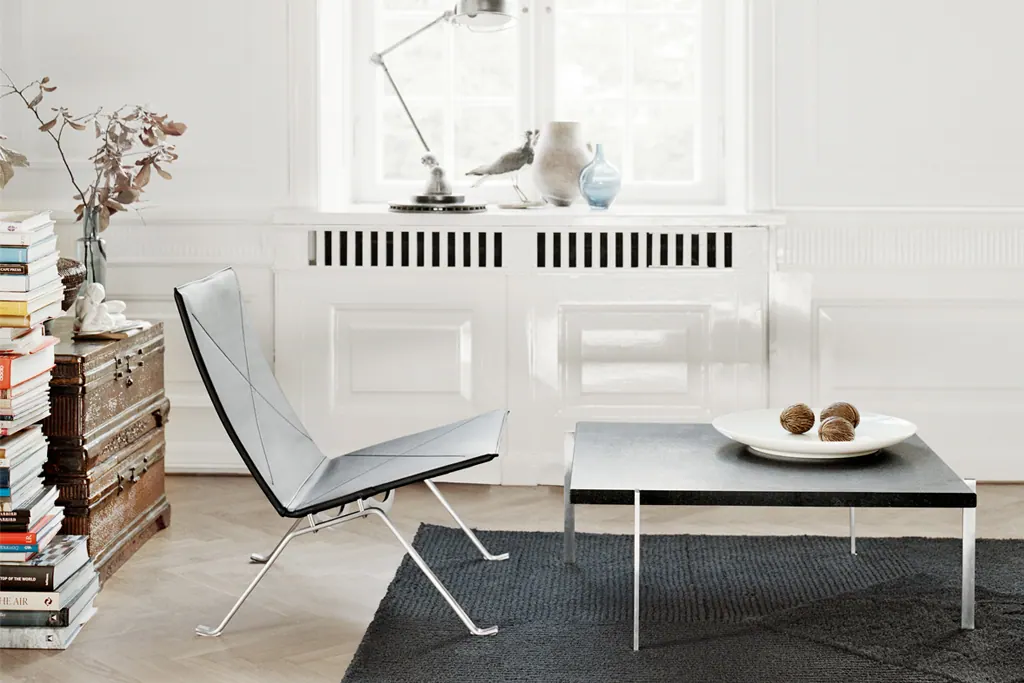 Tisch Poul Kjærholm PK61 mit Schieferplatte Ansicht 4