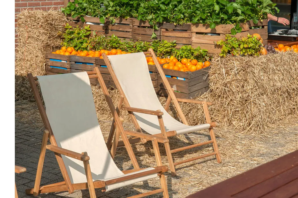 Beach Lounger Teak mit Stoffbezug Ansicht 4