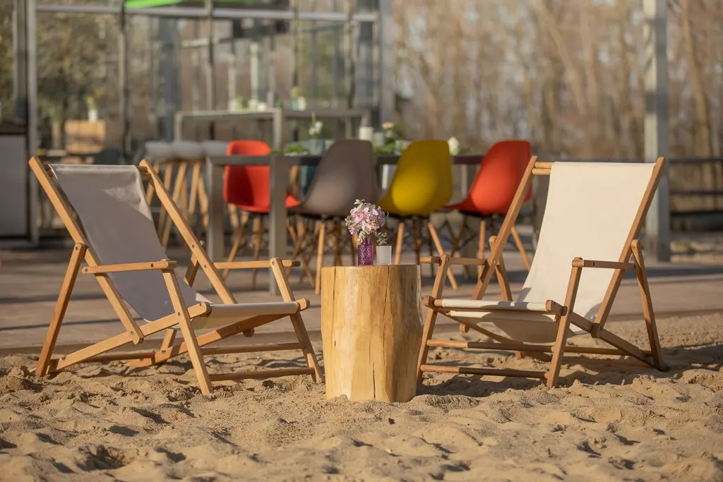 Beach Lounger Teak mit Stoffbezug Ansicht 5