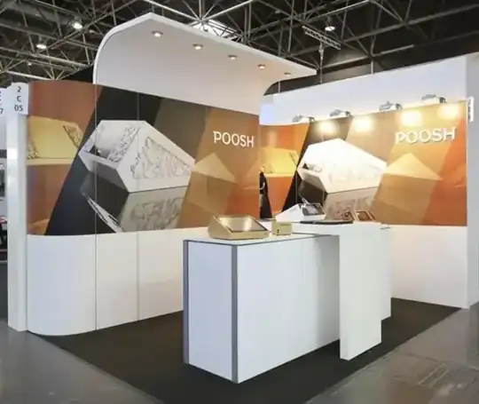 Aluvision-Systemstand – Beispiel – Mietmöbel, Messebau – CREAVENTIS Messebau & Eventausstattung