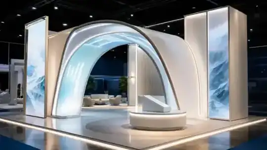 Aluvision-Systemstand – Mietmöbel, Messebau – CREAVENTIS Messebau & Eventausstattung
