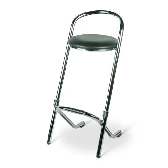 Barhocker Chrom – stapelbar, Sitz schwarz