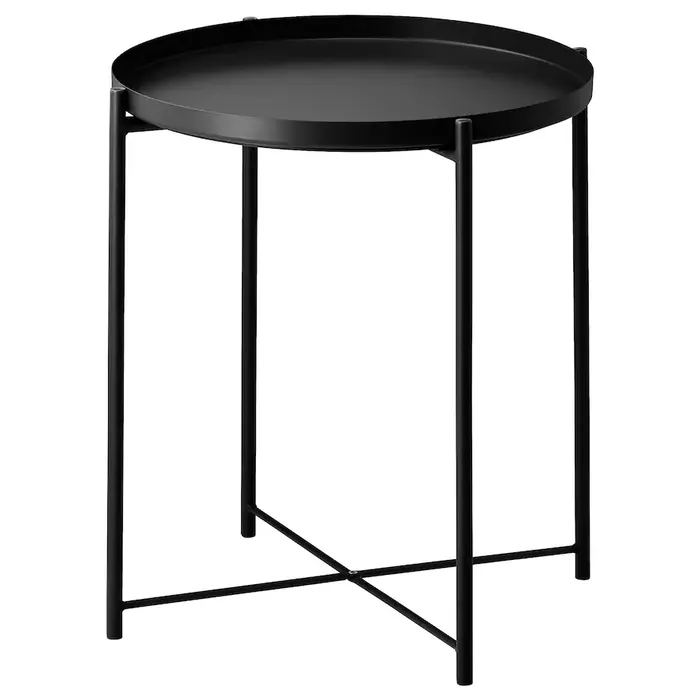 Beistelltisch Tablett – Tabletttisch rund, schwarz