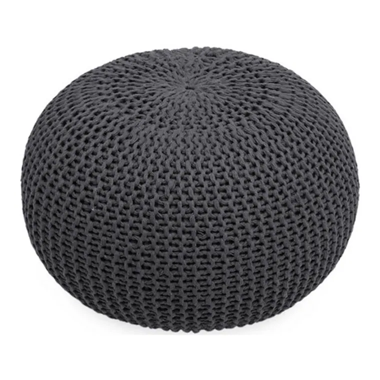 Handgefertigter Strickpouf Pari Steingrau
