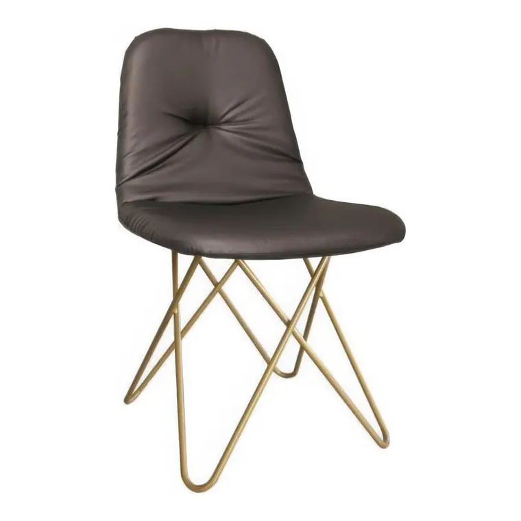 Stuhl Chloe GESTELL GOLD Polster schwarz PU-Leder