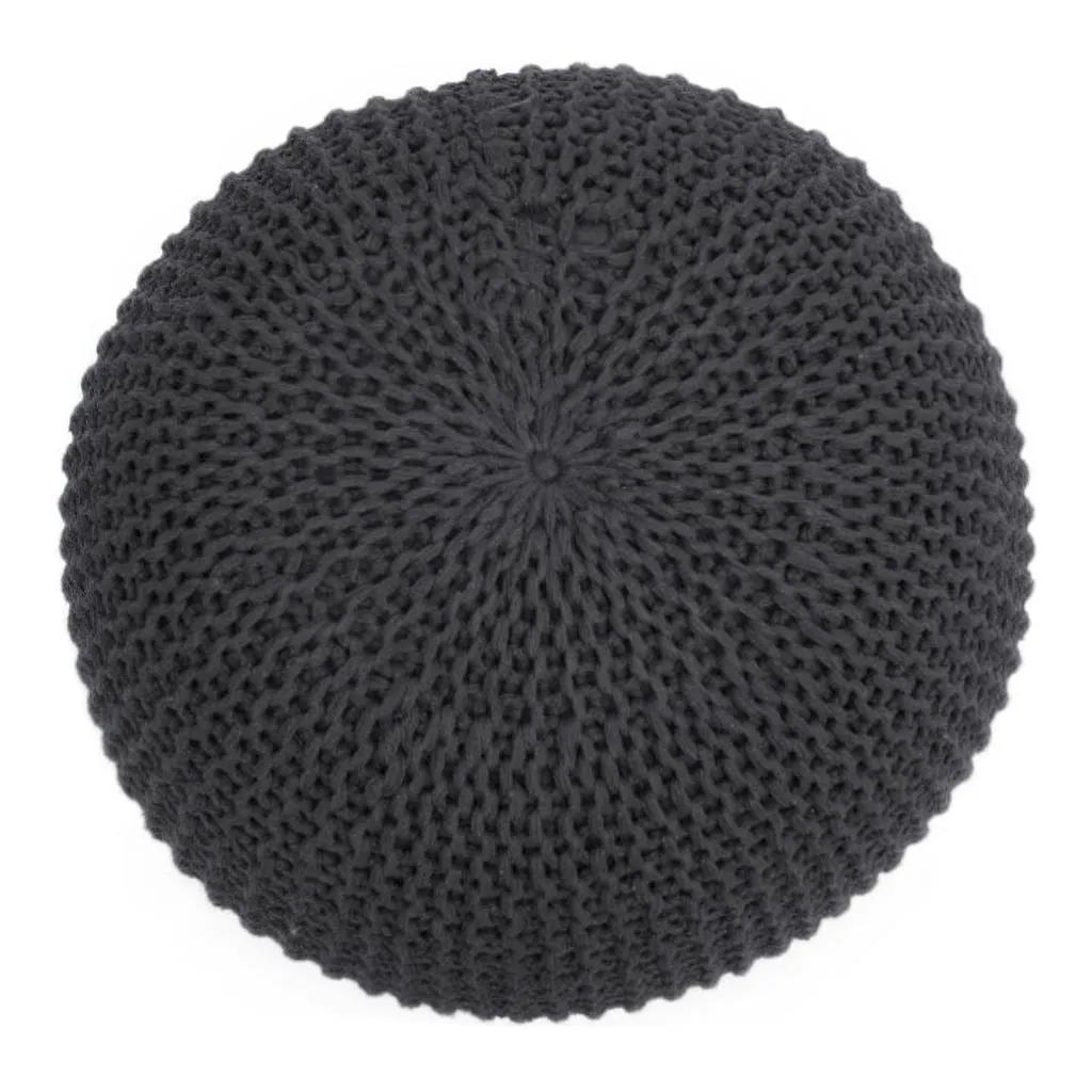 Handgefertigter Strickpouf Pari Steingrau Ansicht 3