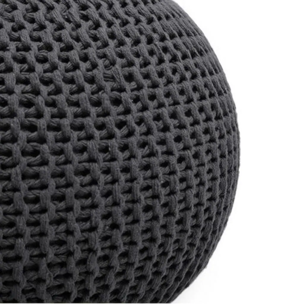Handgefertigter Strickpouf Pari Steingrau Ansicht 5