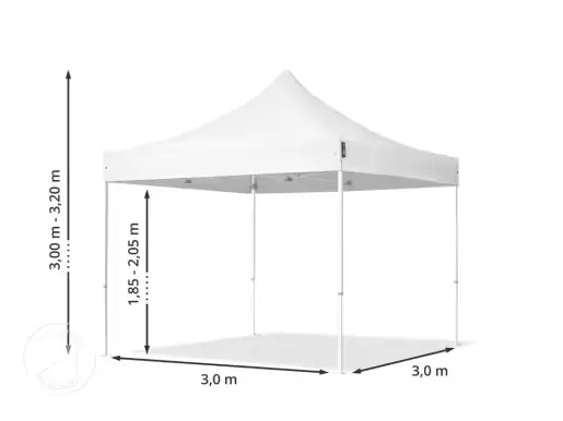 Falt-Pavillon 3 x 3m (Seitenplanen optional erhältlich) Ansicht 3