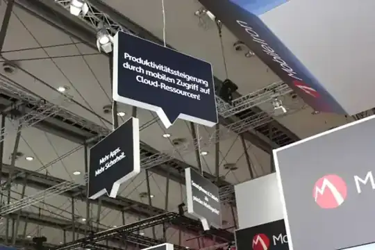 Messestand MobileIron 2017 – Mietmöbel, Logistik – CREAVENTIS Messebau & Eventausstattung