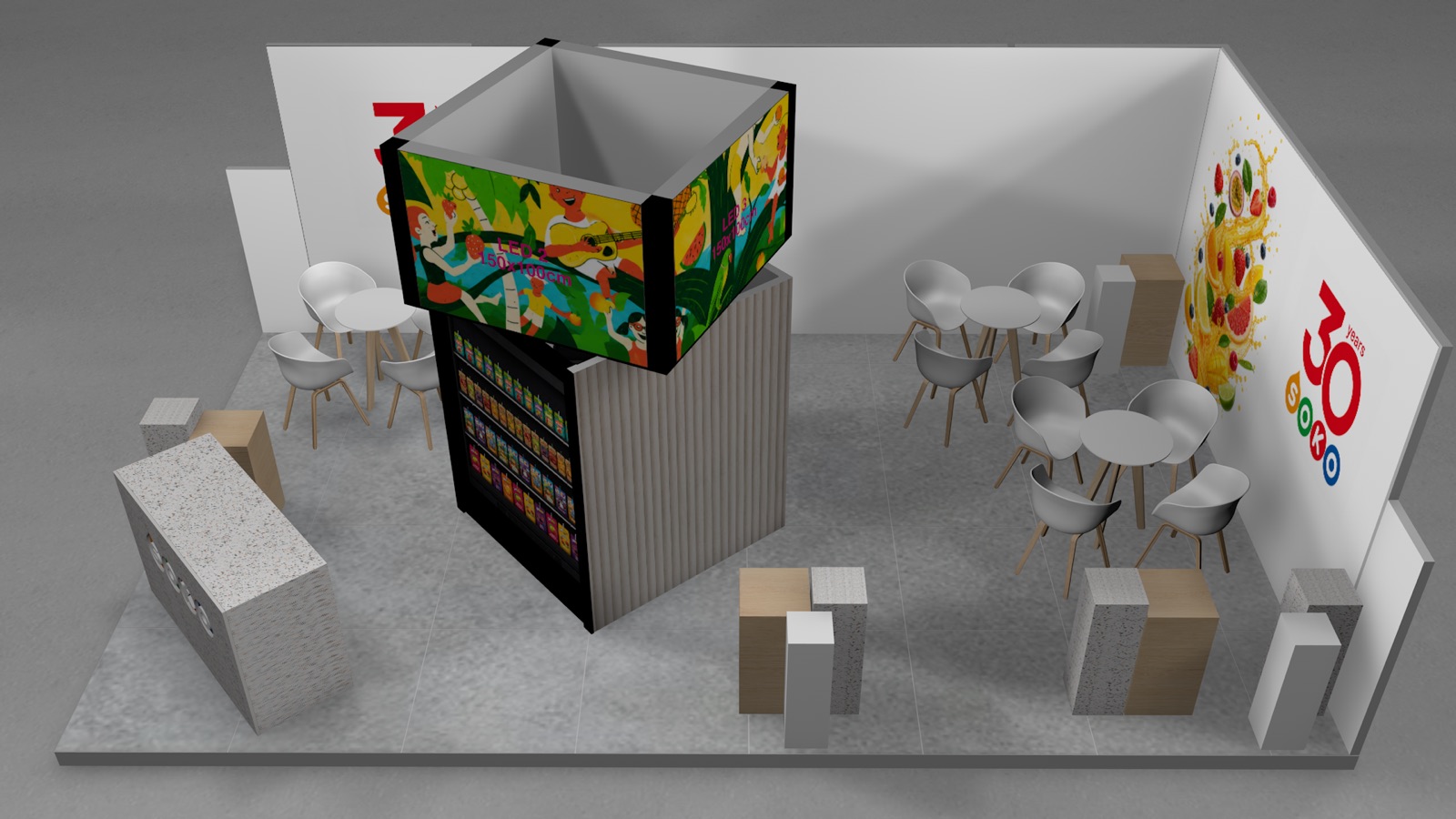 3-D-Draufsicht des Standentwurfs